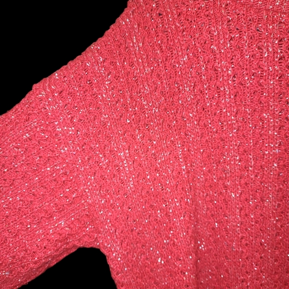 Beautiful Sweater Red and Silver Accents Vintage Oversized Small - Picture 2 of 4
